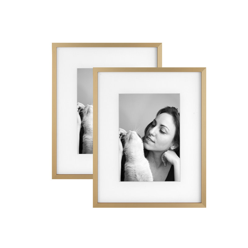 Ensemble de cadres photo en aluminium 2 pièces, Or