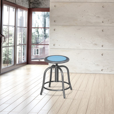 Vince  Swivel Stool with Steel Seat, Light Blue