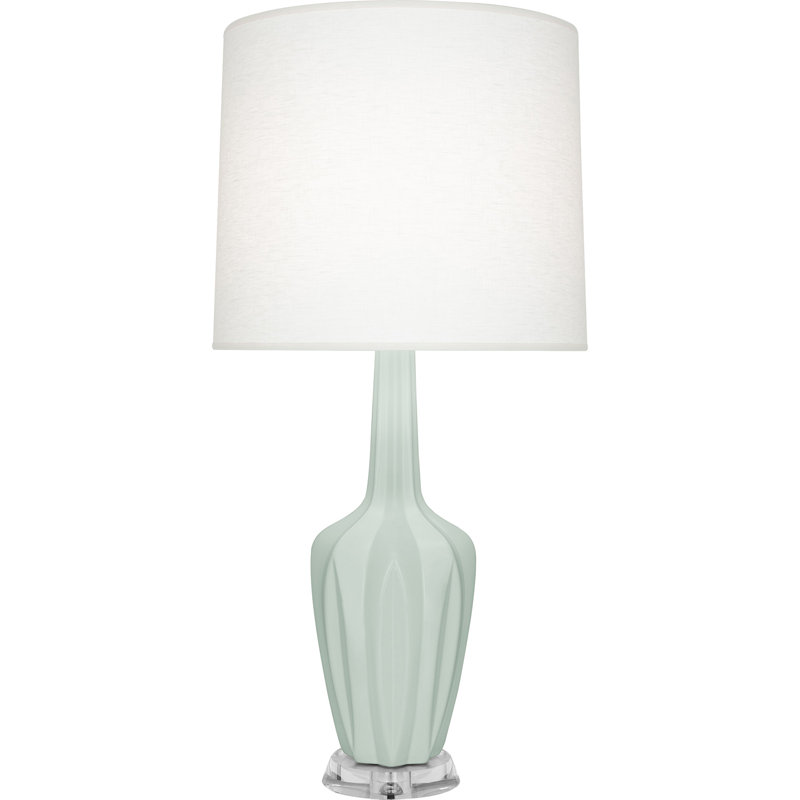 Petite lampe d'appoint Emma, Céramique / acrylique, Céladon mat glacé, H 34,25 po x l 7,38 po x P 15 po