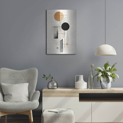 «Black and Tan Geometric 1» par Petals Prints Design, art mural en métal