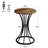 37.4" High Bar Table, Round Pub Table with Curved Metal Base (Brown & Black)-1606173123-1596944806