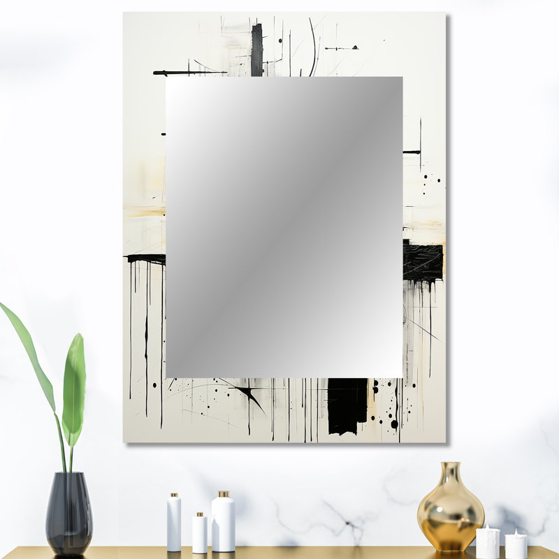 Hedd - White Modern Wall Mirror, 40 po x 30 po