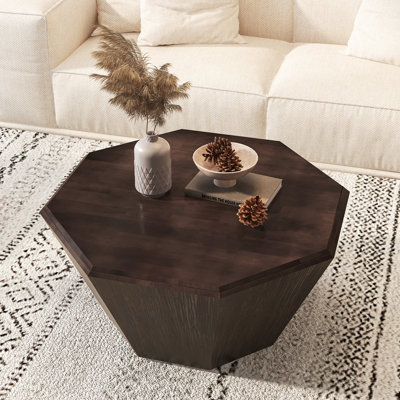 Table basse 31,5 "octogonale en bois d'hévéa noyer noir