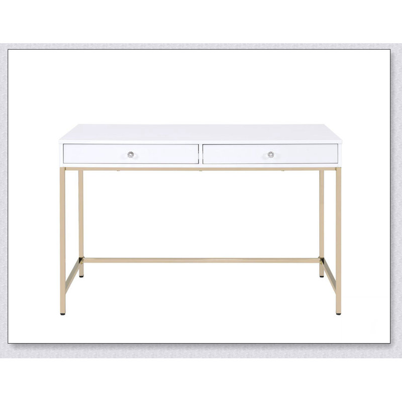Bureau Ottey blanc brillant et doré