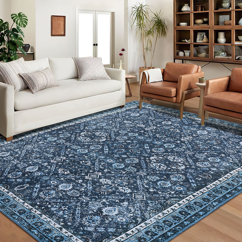 Washable Runner Rug - Ultra-Soft Non-Slip Low Pile North African Trellis, Non-Shedding, Collapsible Carpet for Entryway, Hallway, Kitchen, Living Room, Bedroom - Dark Grey, USA