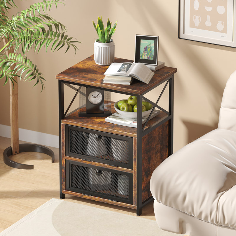 Kempst 3 Piece Steel Bedroom Set, Brown, Queen