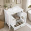 Meuble-lavabo 30 po avec lavabo, meuble-lavabo autoportant avec 1 tiroir et 2 portes à fermeture en douceur avec rangement pour porte, structure et pieds en bois massif, un paquet, blanc