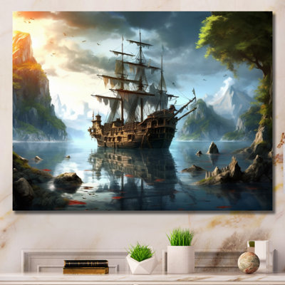 Pirate Ship At Sea - Pirate Wall Art