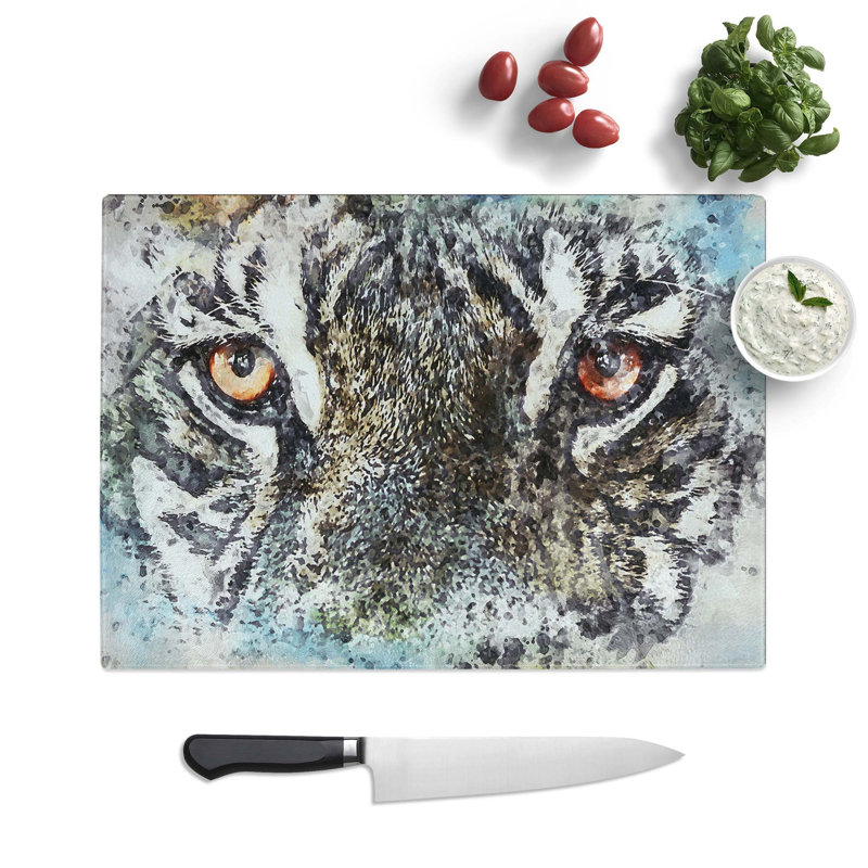 Glass Eye of The Tiger in Abstract Chopping Board, 39 cm W x 28.5 cm L