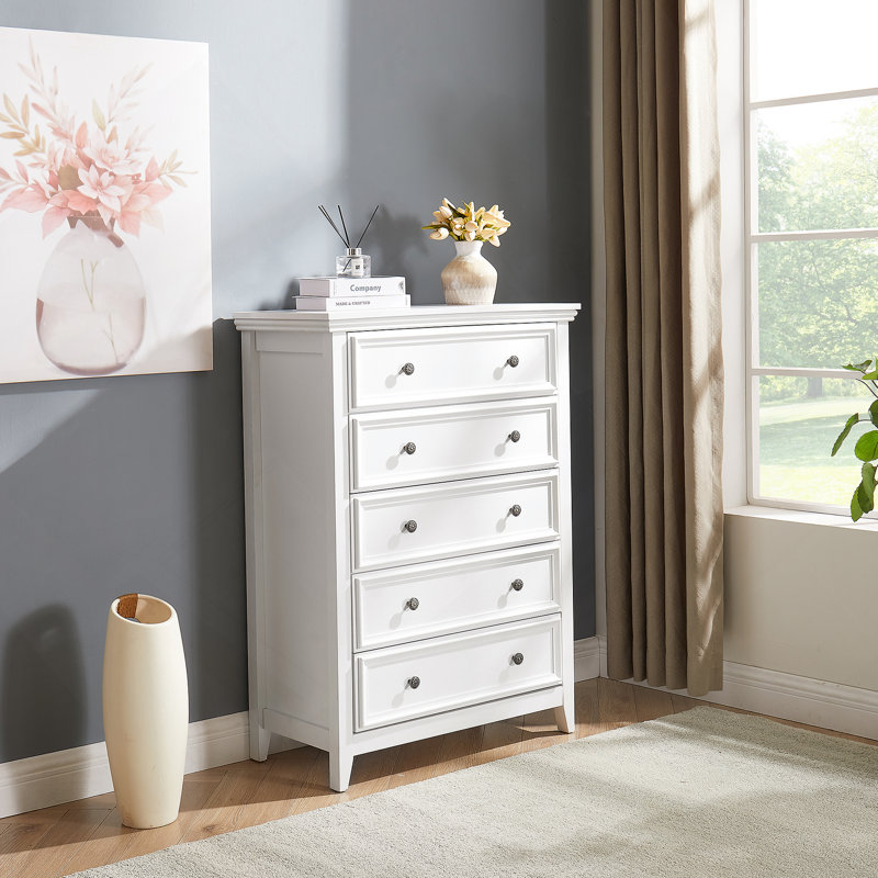 Commode 5 tiroirs Modern, commode 5 tiroirs, Blanc