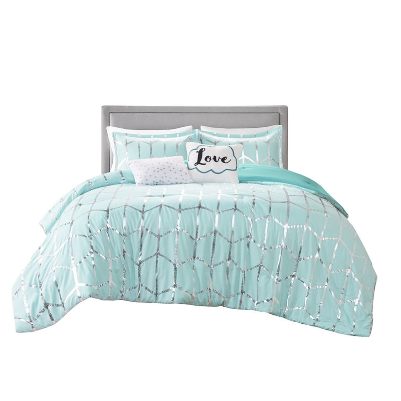Édredon simple / simple TG - motif géométrique argenté, tissu ultra doux, séchage par culbutage à basse température élégant et confortable