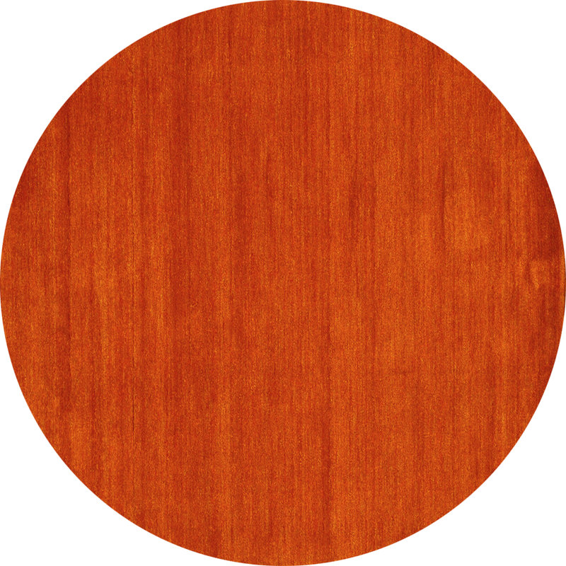 Tapis contemporain 86 jaune lavable à la machine, Rond 6 pi