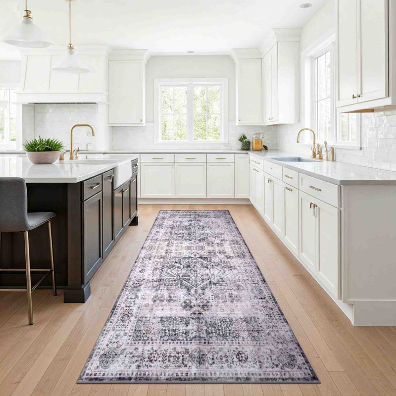 Winston Porter Grey/Soft Taupe Machine Washable Area Rug – Non-Slip, Stain Resistant, GRS Certified, for Bedroom, Living & Dining