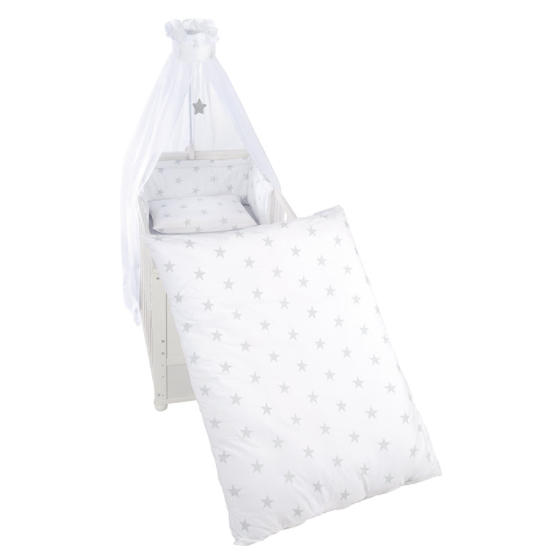 Little Stars 4 Piece Cot Bedding Set, White