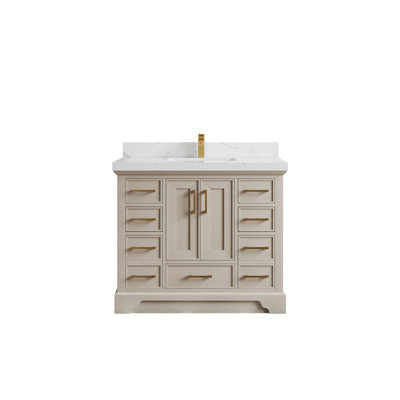 Charlotte 42'' Single Bathroom Vanity with Quartz Top