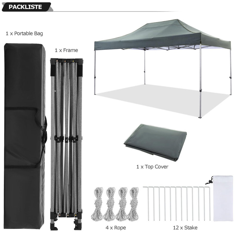 Canopy 10x15 Pop up Canopy Commercial Heavy Duty Canopy Tent Ez Pop Up Canopy Tent Wedding Party Tent, Gray