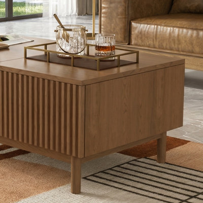 Table basse 51,1 "avec 2 tiroirs et compartiment de rangement caché, conception moderne