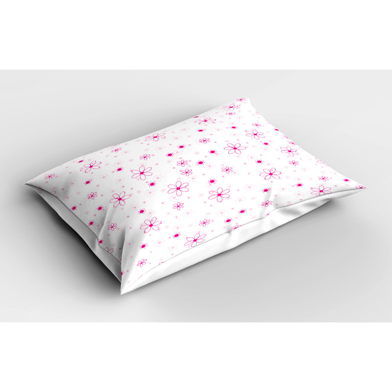 Magenta Fuchsia White Floral Microfiber Pillow Sham Set
