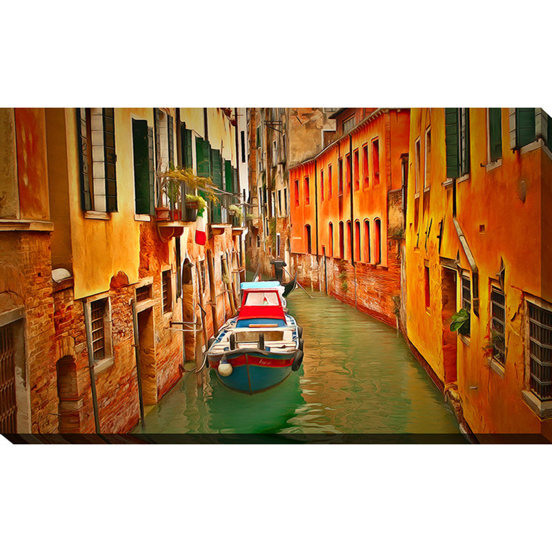 « venice canal vii » par yuri malkov, reproduction d’art sur toile tendue, H 24 po x l 40 po x P 1 po