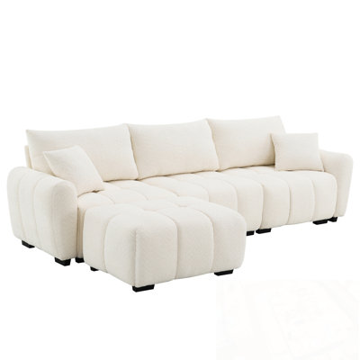 L-Shaped Sectional Sofa With Movable Ottoman