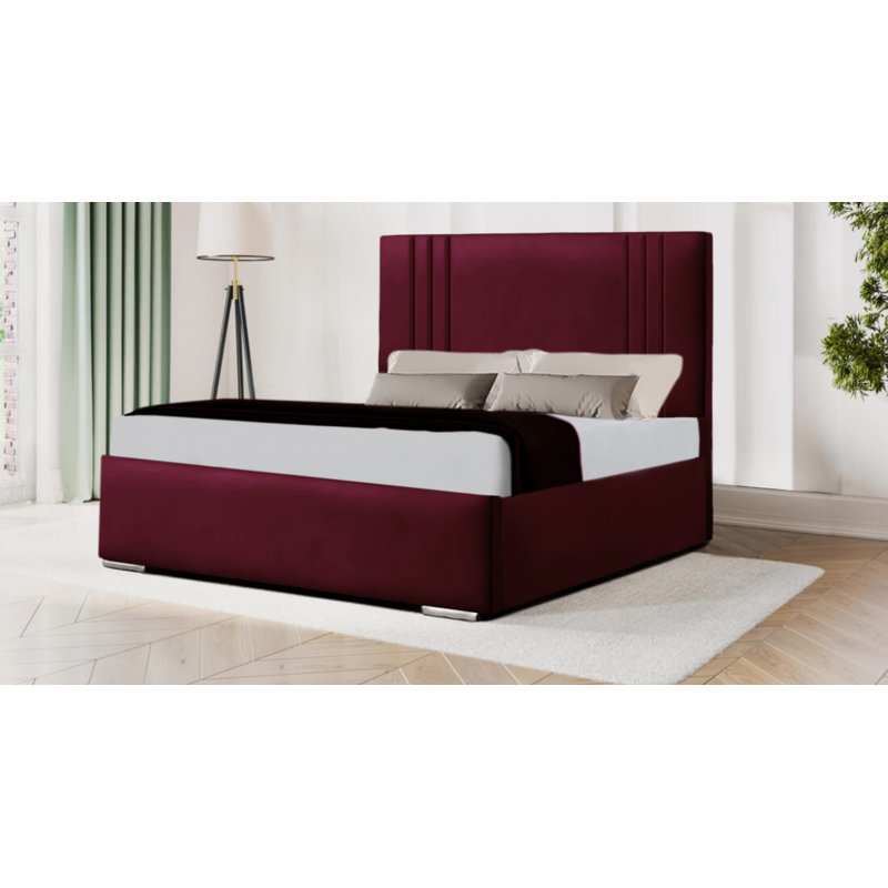 Anjan Upholstered Bed, Burgundy, Double (4'6)