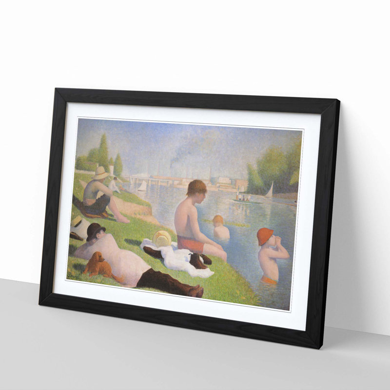 Bathers by Georges Seurat - Framed Print, Black