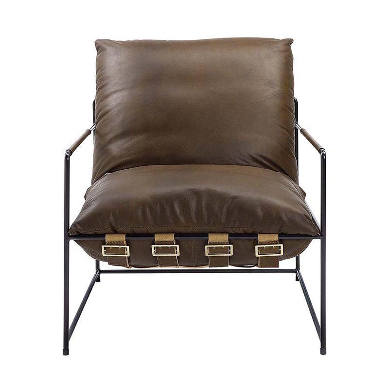 Fauteuil d'appoint Oralia, cuir fleur Saturn