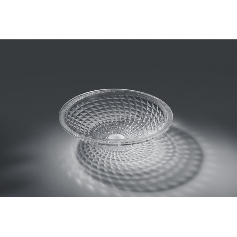 17.59'' Glass Oval Vessel Bathroom Sink, Crystalline Clear
