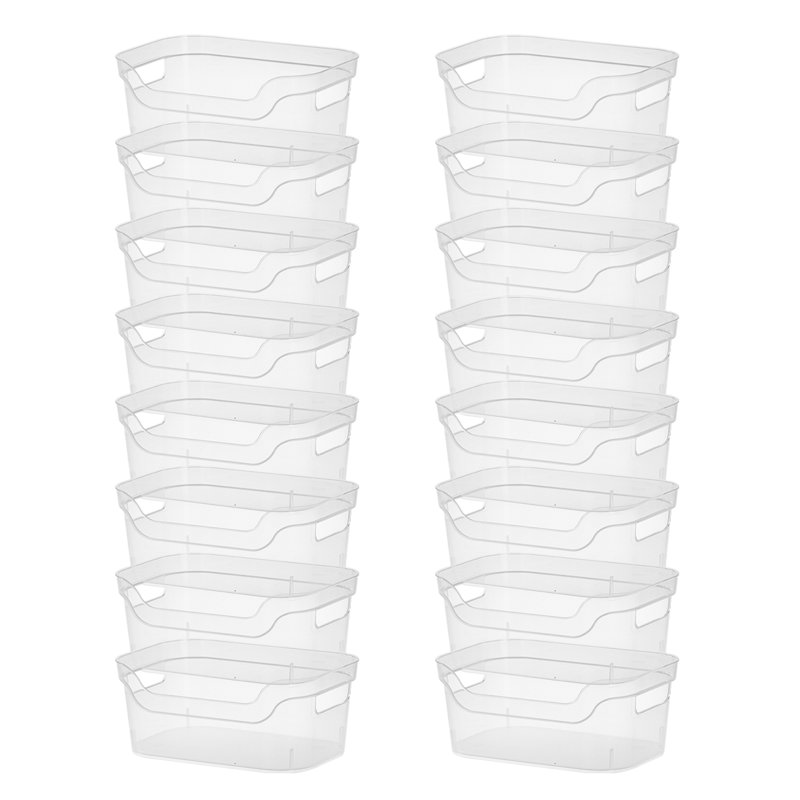 Sterilite 5.25X9.5X13 Inch Open Storage Bin W/ Carry Handles, Clear (16 Pack)
