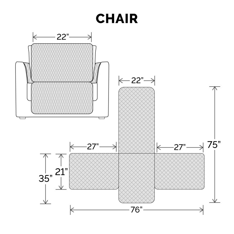 Reversible Protector Box Cushion Armchair, Gray/Mist