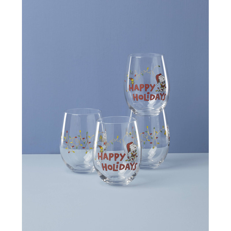 Snoopy Christmas Glass Tumblers, Set of 4