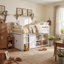 Lit simple mezzanine blanc | 4 tablettes ouvertes + 2 armoires de rangement + cache secret