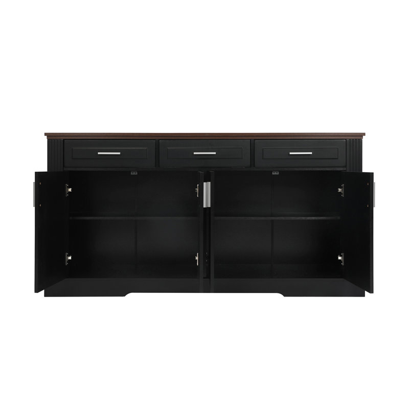 Buffet 63 "avec rangement cannelé avec rangement, Noir