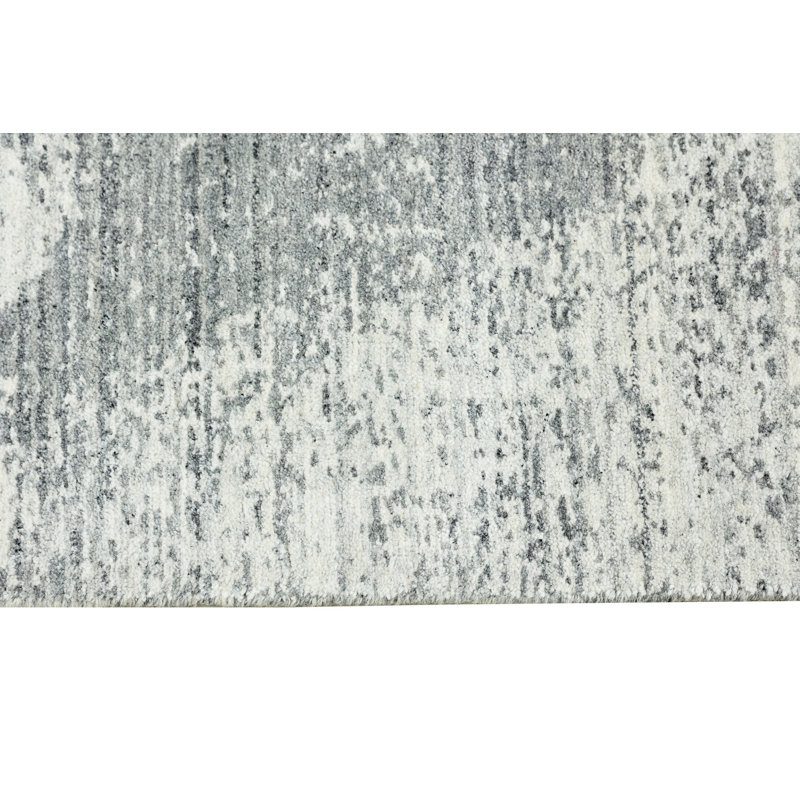 Tapis gris en laine fabriqué à la main polyvalent Freya, 6 pi x 9 pi