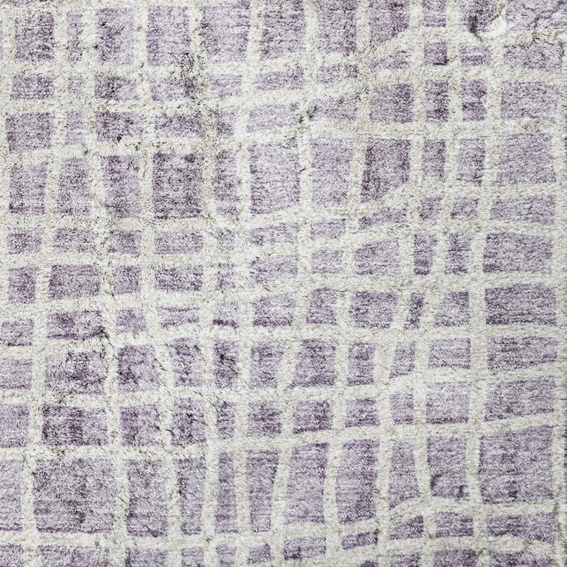 Tapis à rayures Dream Shag ADS729 lavable à la machine de qualité supérieure, Lilas, 8' x 10'