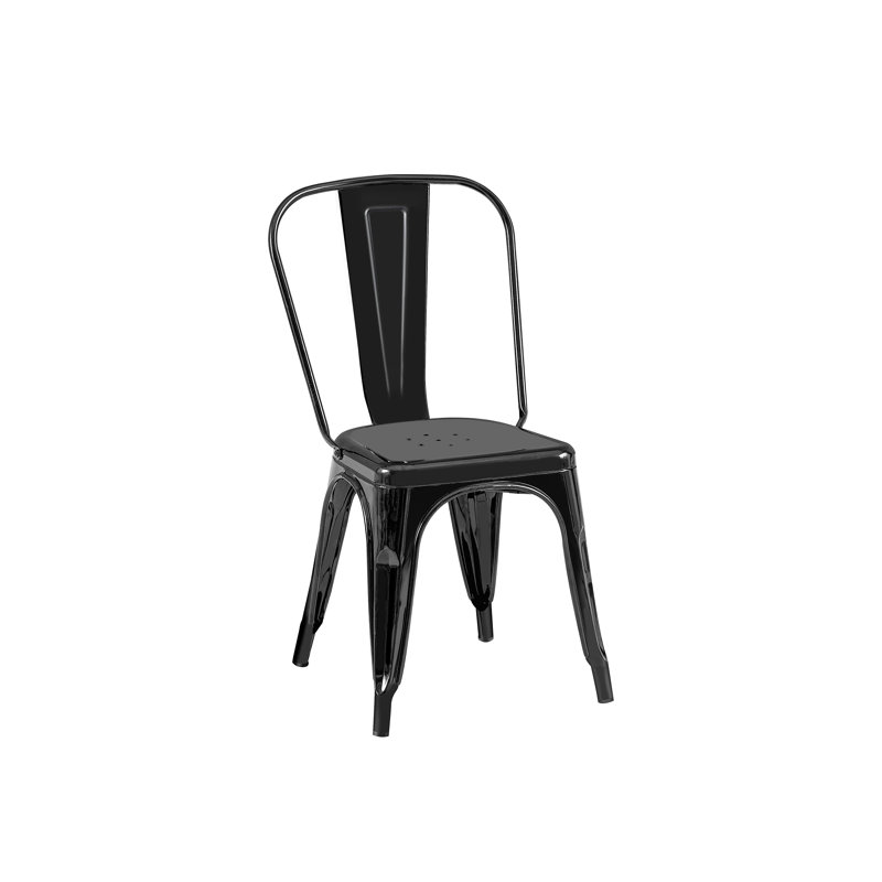 Kalya 18'' H Metal Stacking Side Chair, High Gloss Black, 2