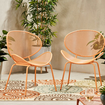 Chaise orange coquille 2, P 25,84 "X H 33,87", thermolaquée 2 chaises, thermolaquée