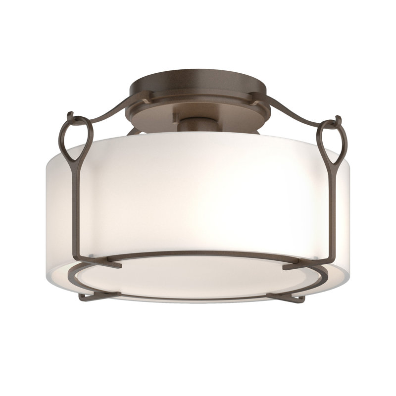 Bow 4 - Light Semi Flush Mount, Bronze, Opal White