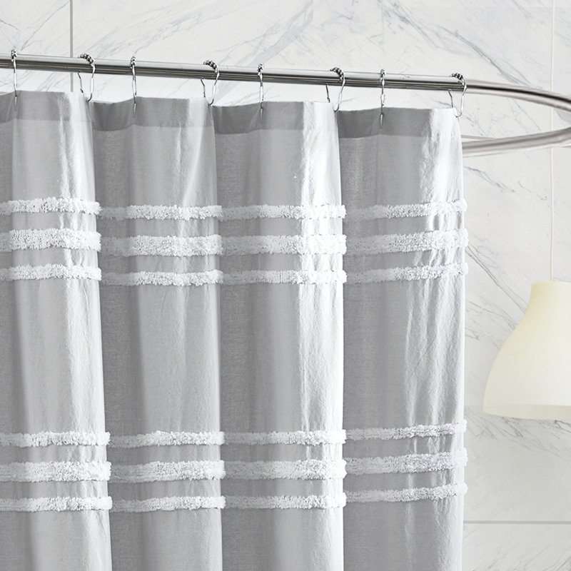 Chenille Stripe Cotton Single Shower Curtain