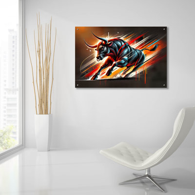  'Charging Bull' by Rey Klimt Acrylic Glass Wall Art, 36" x 24"