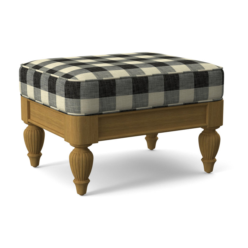 Grand View Ottoman, Black Buffalo Check; 0120-81, Celery Finish