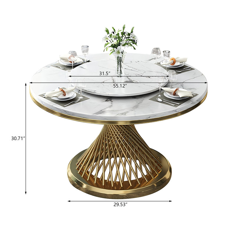 Table de salle à manger Marble, H 30,71 po x L 55,12 po x l 55,12 po