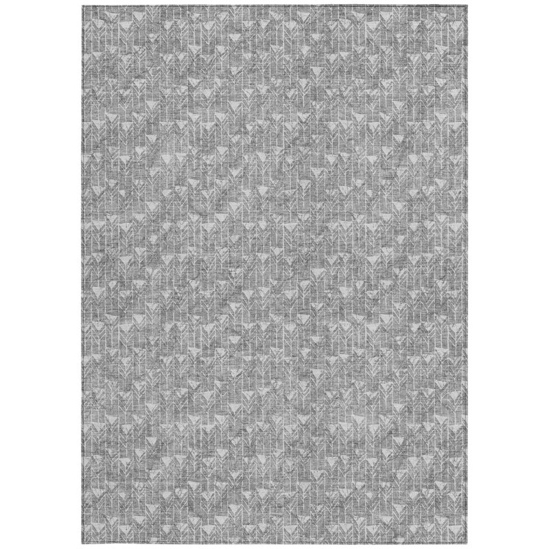 Tapis extérieur lavable antidérapant à motif géométrique gris 10 pi x 14 pi