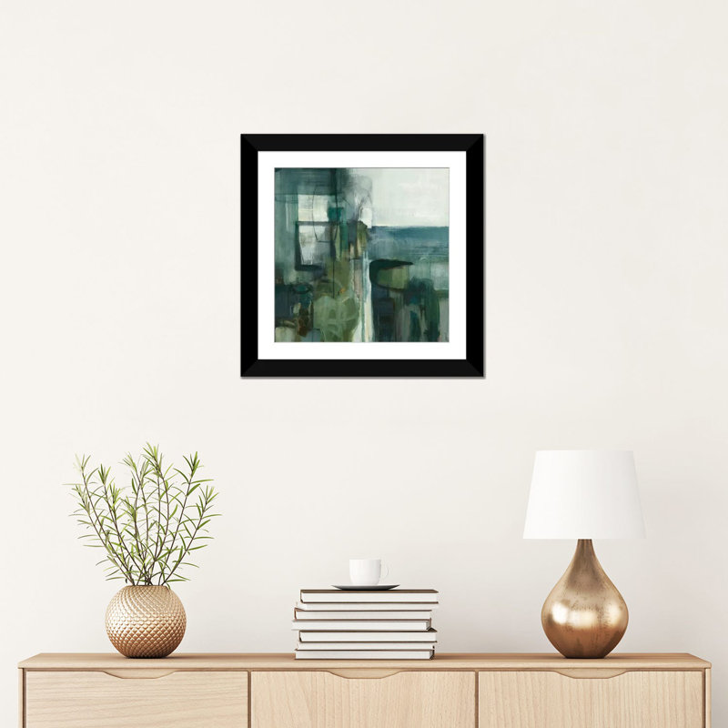«Geometric», reproduction sur toile, H 24 po x l 24 po x P 1 po, Papier d'art encadré noir, Blanc