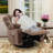 Ryun 37.4" W Massage Heater Recliner, 360° Swivel, 30° Rocker, Cup Holders, USB Port-535146682