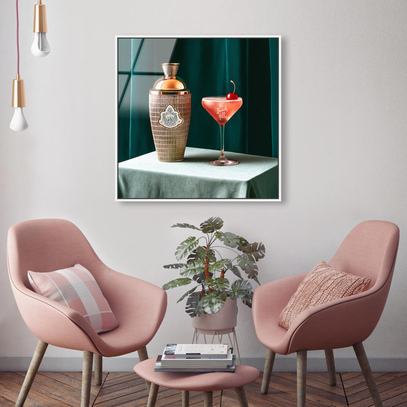 Oliver Gal Beverly Hills Cocktail Glam Bar - Framed Acrylic Glass Wall Art, 24" H x 24" W, White