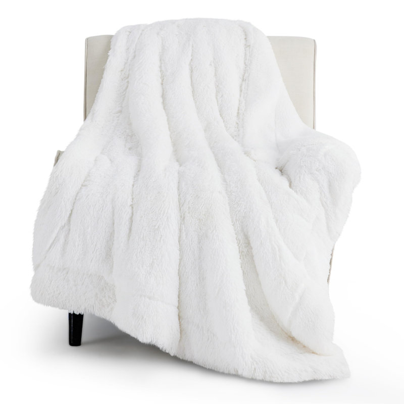 Jeté de lit en fausse fourrure de sherpa Bedure - Couverture de lit moelleuse ultra douce pour chambre de résidence - Blanc éclatant - Cadeau parfait pour les adolescentes