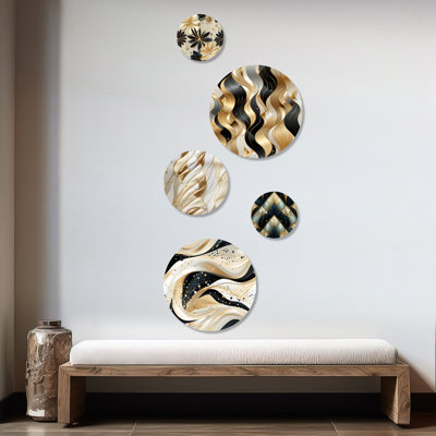 Kendricks - Ensemble d'art mural rond en marbre Glam de 5