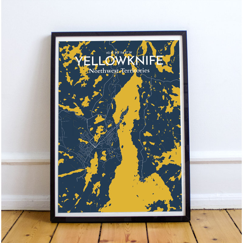 Yellowknife City Map - No Frame Print, 43.2cm H x 27.9cm W x 0.13cm D