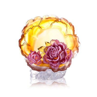 Cristal, plateau décoratif à fleurs | Pivoine, avril